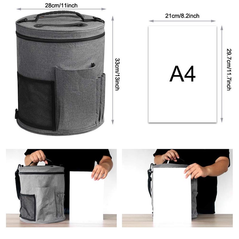 SumDirect Knitting Bag, Yarn Organizer Tote Bag Portable Storage Bag for Yarns, Carrying Projects, Knitting Needles, Crochet Hooks, Manuals and Other Accessories (Gray) - Image 2